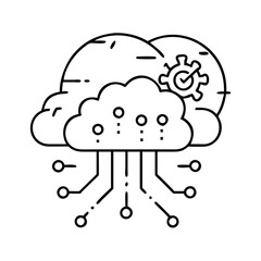 ai cloud computing icon, ai cloud computing line art - simple line art of ai cloud computing, perfect for ai cloud computing logos and icons
