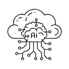 ai cloud computing icon, ai cloud computing line art - simple line art of ai cloud computing, perfect for ai cloud computing logos and icons