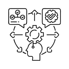 ai decision making icon, ai decision making line art - simple line art of ai decision making, perfect for ai decision making logos and icons