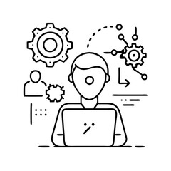 ai developer icon, ai developer line art - simple line art of ai developer, perfect for ai developer logos and icons