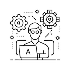 ai developer icon, ai developer line art - simple line art of ai developer, perfect for ai developer logos and icons
