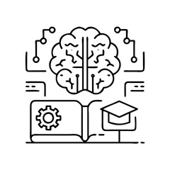 ai driven learning icon, ai driven learning line art - simple line art of ai driven learning, perfect for ai driven learning logos and icons