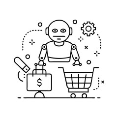 ai in retail icon, ai in retail line art - simple line art of ai in retail, perfect for ai in retail logos and icons