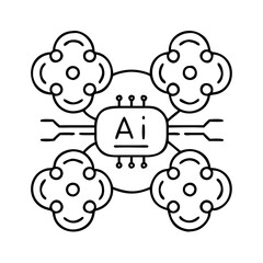 ai powered drone icon, ai powered drone line art - simple line art of ai powered drone, perfect for ai powered drone logos and icons