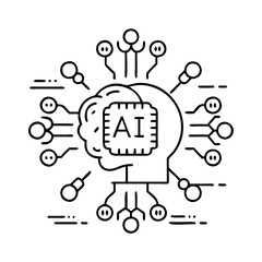 Obraz premium ai powered iot icon, ai powered iot line art - simple line art of ai powered iot, perfect for ai powered iot logos and icons