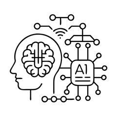 ai powered iot icon, ai powered iot line art - simple line art of ai powered iot, perfect for ai powered iot logos and icons
