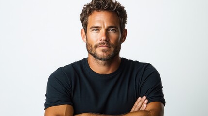 Fototapeta premium Portrait of a Handsome Man with Crossed Arms