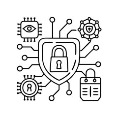 ai security system icon, ai security system line art - simple line art of ai security system, perfect for ai security system logos and icons
