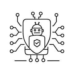 ai security system icon, ai security system line art - simple line art of ai security system, perfect for ai security system logos and icons