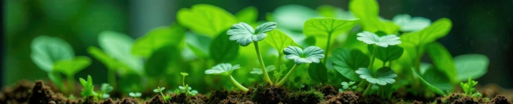 Poisonous hemlock growing in a glass terrarium, green, conium maculatum