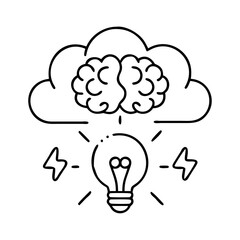 brainstorming icon, brainstorming line art - simple line art of brainstorming, perfect for brainstorming logos and icons