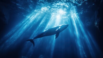 Naklejka premium Whale underwater light