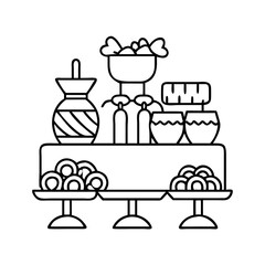 candy buffet icon, candy buffet line art - simple line art of candy buffet, perfect for candy buffet logos and icons