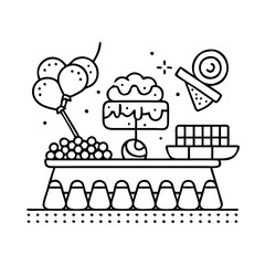 candy buffet icon, candy buffet line art - simple line art of candy buffet, perfect for candy buffet logos and icons