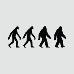 Epic Bigfoot Silhouette Vector Collection Featuring Forest, Mountain, and Mythical Cryptid Scenes in Minimalist Black Style