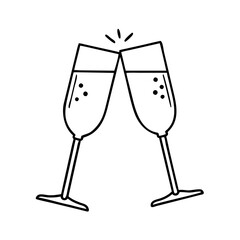 champagne glasses icon, champagne glasses line art - simple line art of champagne glasses, perfect for champagne glasses logos and icons