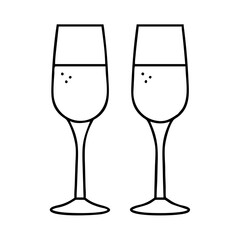 champagne glasses icon, champagne glasses line art - simple line art of champagne glasses, perfect for champagne glasses logos and icons
