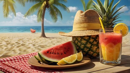 tropical cocktail on the beach