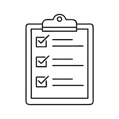 clipboard with checklist icon, clipboard with checklist line art - simple line art of clipboard with checklist, perfect for clipboard with checklist logos and icons