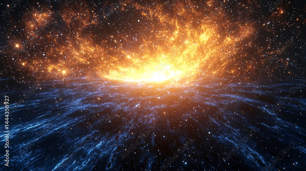 Canvas Prints brilliant star illuminating the center of a colorful nebula with cosmic gas and dust creating a stun