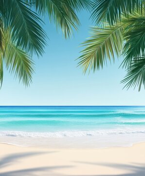 tropical beach with palm trees