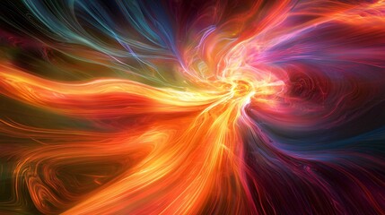 Fototapeta premium Mesmerizing colorful swirl of energetic vibrations creating an enchanting abstract display of celestial energy fields