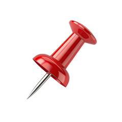 Red Push Pin with Silver Tip Isolated on Transparent Background 