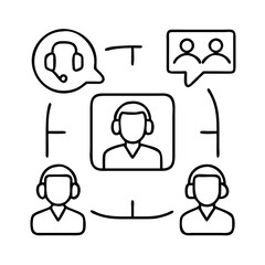 conference call icon, conference call line art - simple line art of conference call, perfect for conference call logos and icons