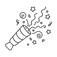 confetti cannon icon, confetti cannon line art - simple line art of confetti cannon, perfect for confetti cannon logos and icons