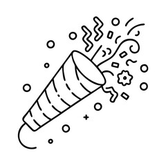 confetti cannon icon, confetti cannon line art - simple line art of confetti cannon, perfect for confetti cannon logos and icons