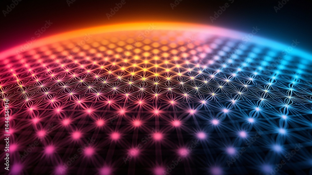 Poster a colorful background featuring a complex pattern with abstract zen elements and neon glow creating 