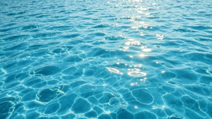 Obraz premium Sparkling blue water shimmers under bright sunlight creating a relaxing and refreshing summer pool scene perfect for backgrounds.