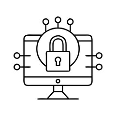 cybersecurity icon, cybersecurity line art - simple line art of cybersecurity, perfect for cybersecurity logos and icons
