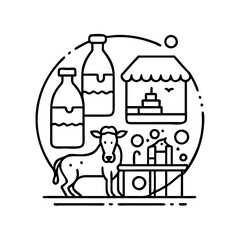 dairy industry icon, dairy industry line art - simple line art of dairy industry, perfect for dairy industry logos and icons