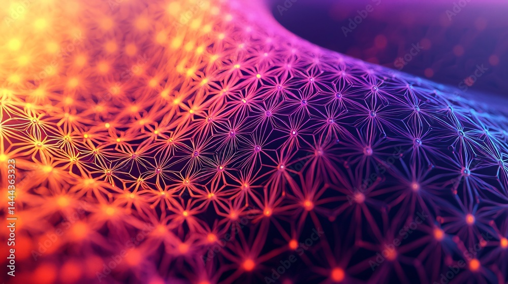 Poster lively colorful background showcasing a unique pattern with geodesic elements and a bright diffused 