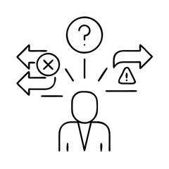 decision making icon, decision making line art - simple line art of decision making, perfect for decision making logos and icons