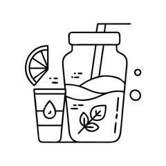 detox drink icon, detox drink line art - simple line art of detox drink, perfect for detox drink logos and icons