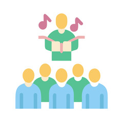 Choir performance or group singing with a conductor