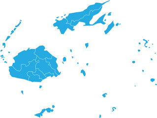 Blue scale Fiji map with outline border	