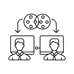 digital twin icon, digital twin line art - simple line art of digital twin, perfect for digital twin logos and icons