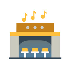 Organ with Music Notes Icon on Black Background