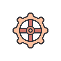 Obraz premium Bicycle gear colored icons, minimalist vector illustration ,simple transparent graphic element .Isolated on white background