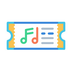 Colorful music concert ticket icon on black background
