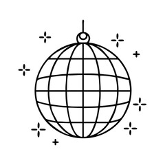 disco ball icon, disco ball line art - simple line art of disco ball, perfect for disco ball logos and icons