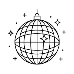 disco ball icon, disco ball line art - simple line art of disco ball, perfect for disco ball logos and icons