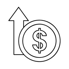 dollar sign with up arrow icon, dollar sign with up arrow line art - simple line art of dollar sign with up arrow, perfect for dollar sign with up arrow logos and icons