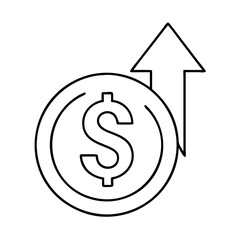 dollar sign with up arrow icon, dollar sign with up arrow line art - simple line art of dollar sign with up arrow, perfect for dollar sign with up arrow logos and icons