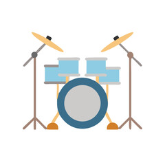 Illustration of a Blue Drum Kit on Black