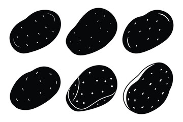 set of potato icon silhouette vector illustration. isolated on white background.
