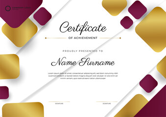 Geometric style abstract certificate design with luxury and modern line pattern design